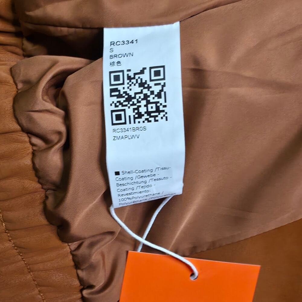 TANKANEO Faux Suede Bomber Jacket Camel Brown Zip Snap NWT S - Picture 9 of 10